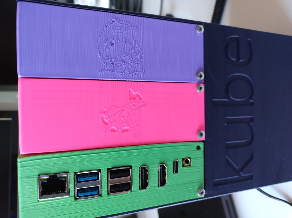 The faces of the 3 modules, showing the animal line tracings on them